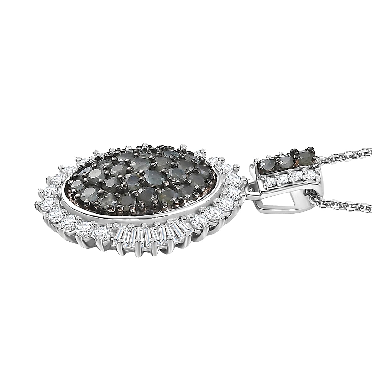 D'Joy Narsipatnam Alexandrite and Moissanite 1.80 ctw Sunburst Majesty Pendant Necklace 20 Inches in Rhodium Over Sterling Silver 1.80 ctw image number 3