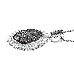 D'Joy Narsipatnam Alexandrite and Moissanite 1.80 ctw Sunburst Majesty Pendant Necklace 20 Inches in Rhodium Over Sterling Silver 1.80 ctw