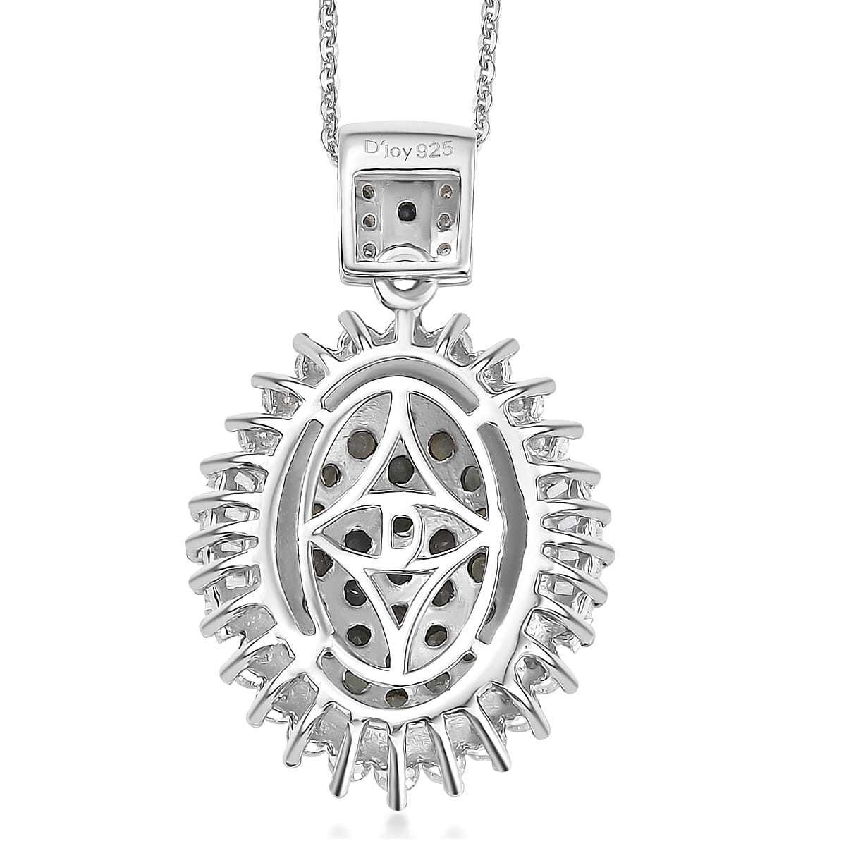 D'Joy Narsipatnam Alexandrite and Moissanite 1.80 ctw Sunburst Majesty Pendant Necklace 20 Inches in Rhodium Over Sterling Silver 1.80 ctw