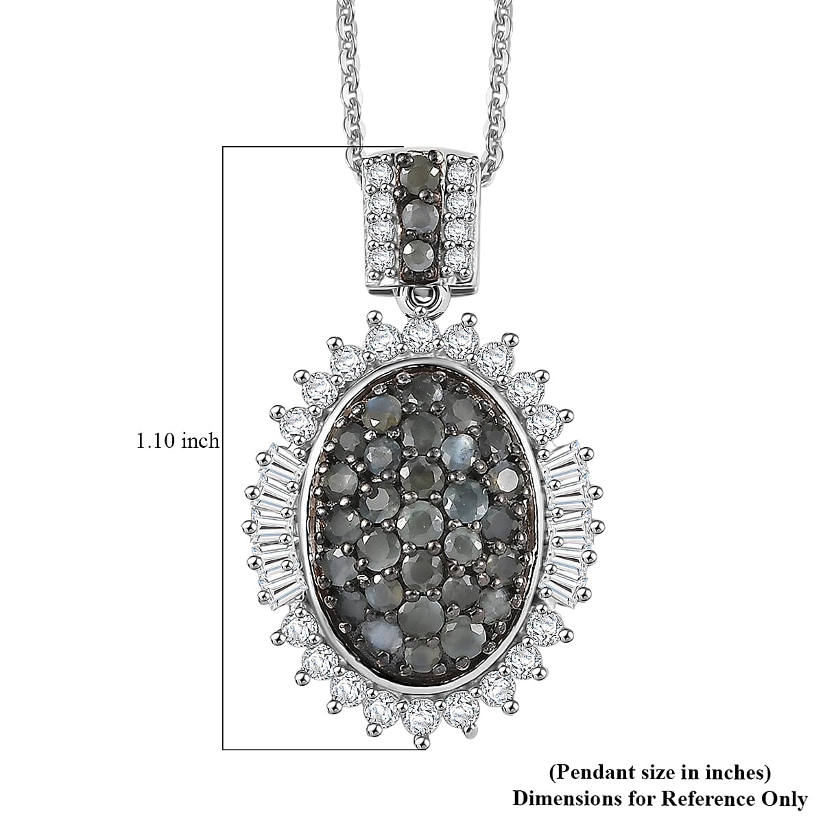 D'Joy Narsipatnam Alexandrite and Moissanite 1.80 ctw Sunburst Majesty Pendant Necklace 20 Inches in Rhodium Over Sterling Silver 1.80 ctw
