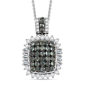 D'Joy Narsipatnam Alexandrite and Moissanite 1.85 ctw Sunburst Majesty Pendant Necklace in Rhodium Over Sterling Silver 20 Inches