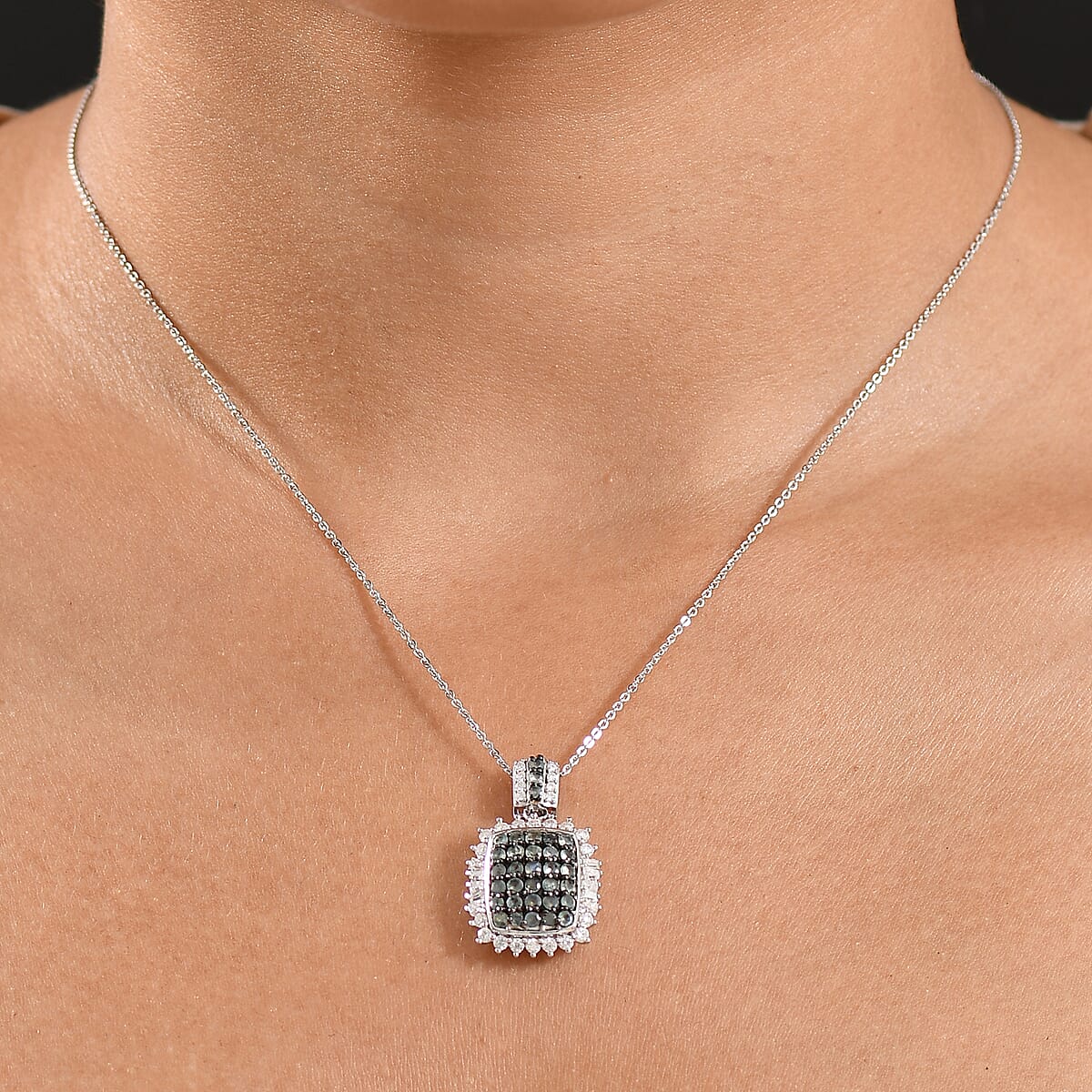 D'Joy Narsipatnam Alexandrite and Moissanite 1.85 ctw Sunburst Majesty Pendant Necklace in Rhodium Over Sterling Silver 20 Inches image number 2