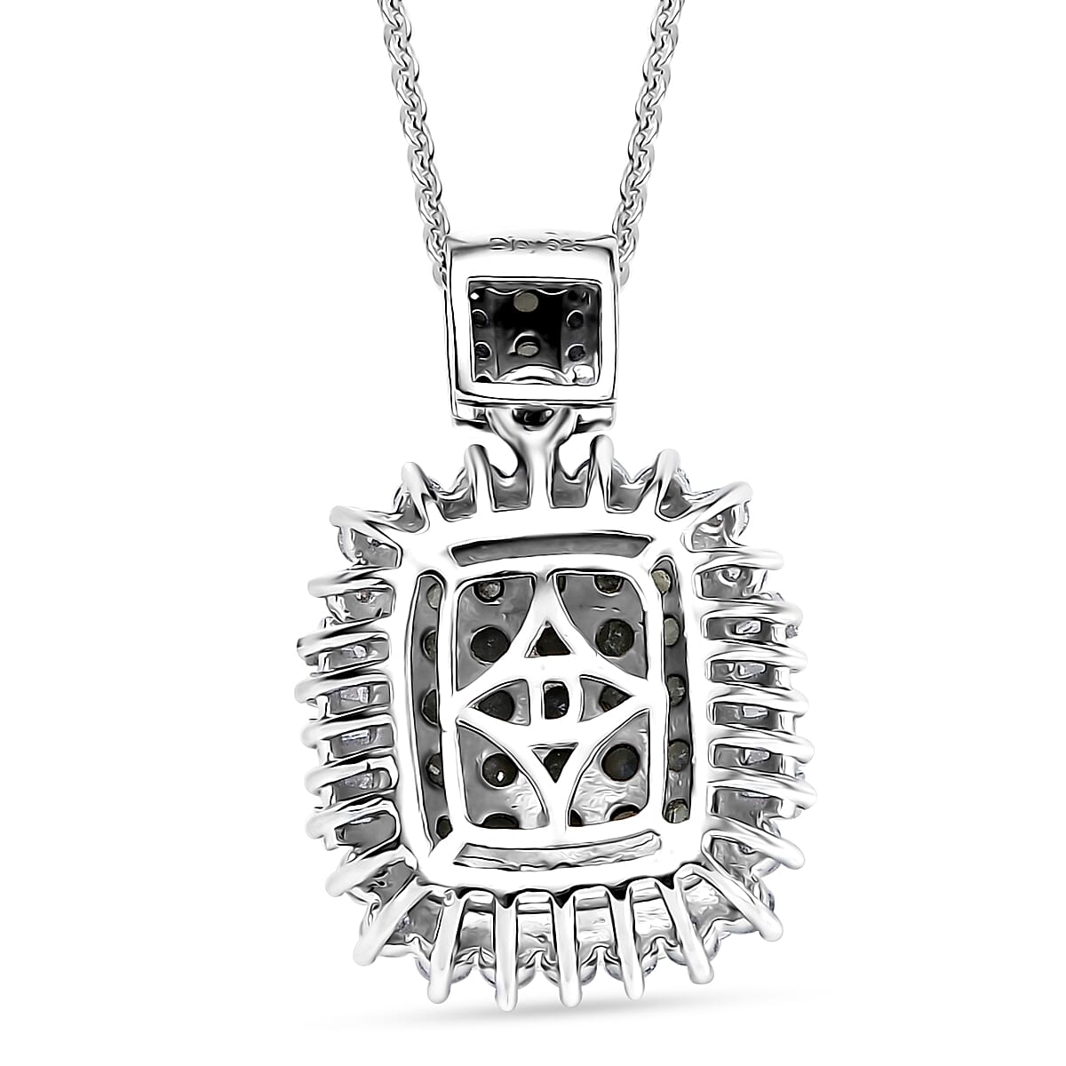 D'Joy Narsipatnam Alexandrite and Moissanite 1.85 ctw Sunburst Majesty Pendant Necklace in Rhodium Over Sterling Silver 20 Inches image number 4