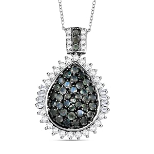 D'Joy Narsipatnam Alexandrite and Moissanite 2.10 ctw Sunburst Majesty Pendant Necklace in Rhodium Over Sterling Silver 20 Inches