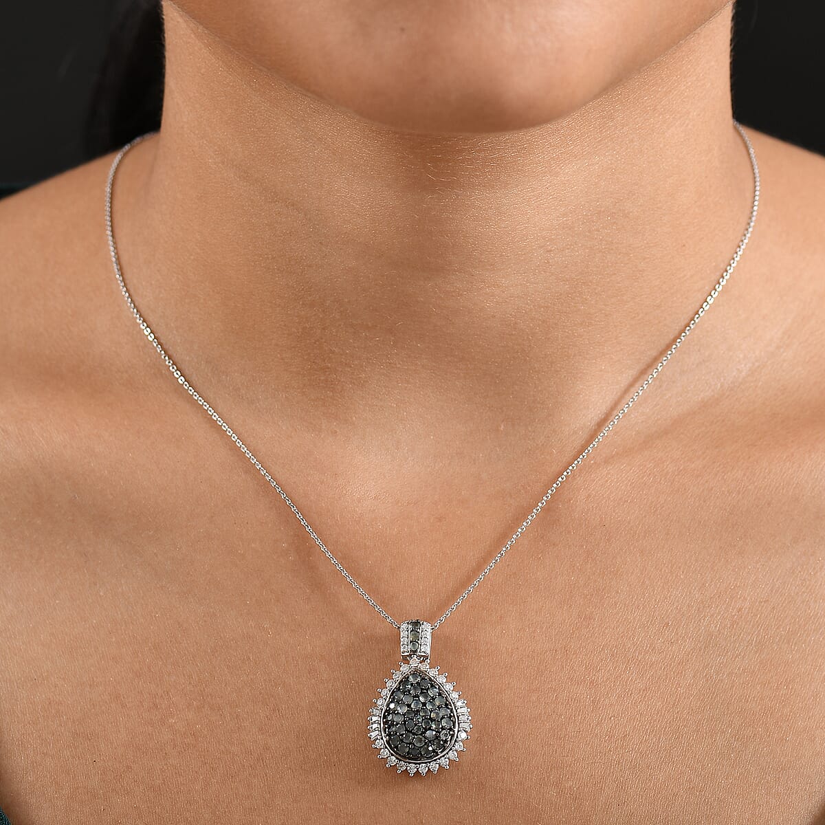 D'Joy Narsipatnam Alexandrite and Moissanite 2.10 ctw Sunburst Majesty Pendant Necklace in Rhodium Over Sterling Silver 20 Inches image number 2