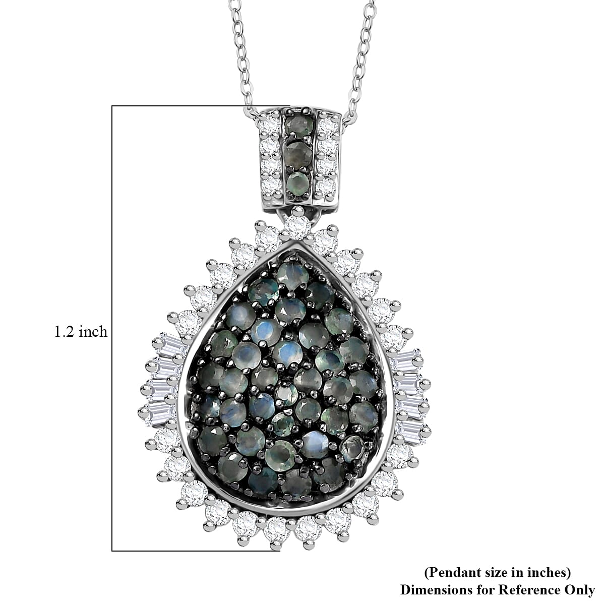 D'Joy Narsipatnam Alexandrite and Moissanite 2.10 ctw Sunburst Majesty Pendant Necklace in Rhodium Over Sterling Silver 20 Inches image number 5