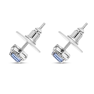 D'Joy Kashmir Kyanite, White Zircon 3.15 ctw Sea Waves Stud Earrings, Ring (Size 7) and Pendant Necklace 20 Inches in Rhodium Over Sterling Silver 