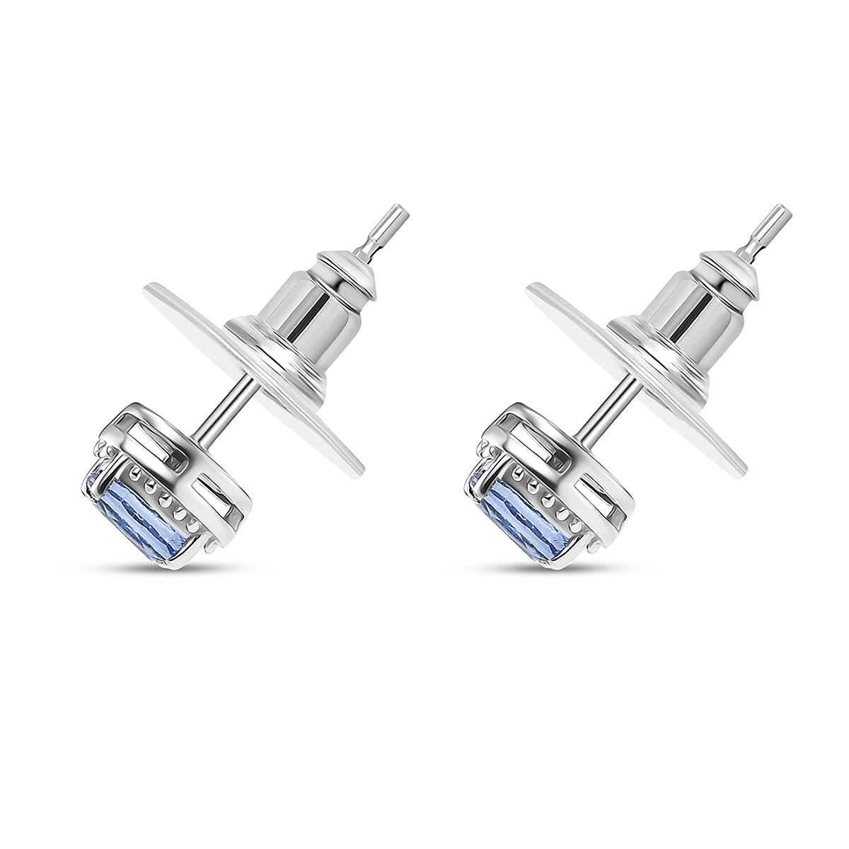 D'Joy Kashmir Kyanite, White Zircon 3.15 ctw Sea Waves Stud Earrings, Ring (Size 8) and Pendant Necklace 20 Inches in Rhodium Over Sterling Silver  image number 2