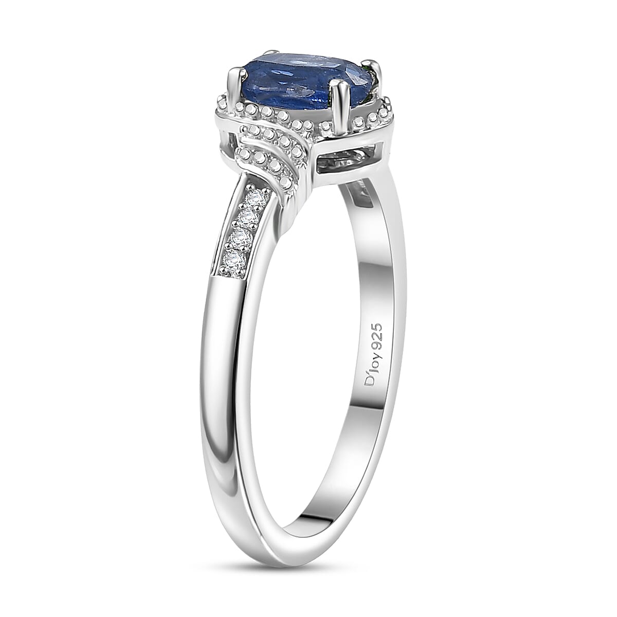 D'Joy Kashmir Kyanite, White Zircon 3.15 ctw Sea Waves Stud Earrings, Ring (Size 8) and Pendant Necklace 20 Inches in Rhodium Over Sterling Silver  image number 5