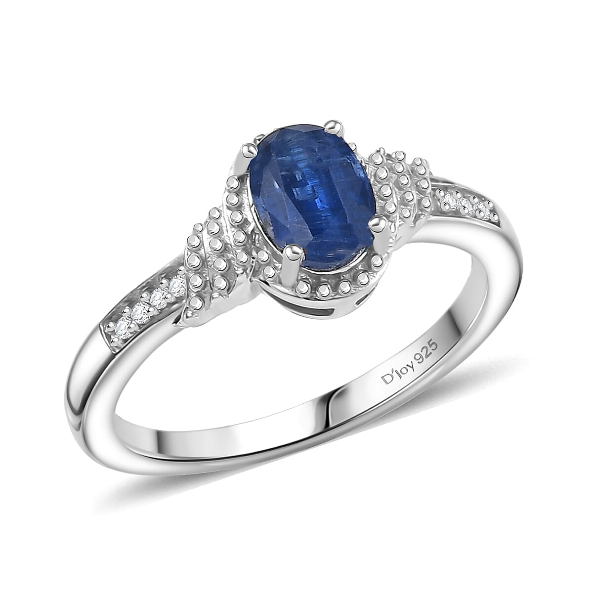 D'Joy Kashmir Kyanite, White Zircon 3.15 ctw Sea Waves Stud Earrings, Ring (Size 9) and Pendant Necklace 20 Inches in Rhodium Over Sterling Silver  image number 4