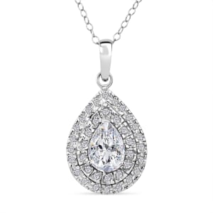D'Joy Moissanite 2.60 ctw Eternal Glow Pendant Necklace 20 Inches in Rhodium Over Sterling Silver