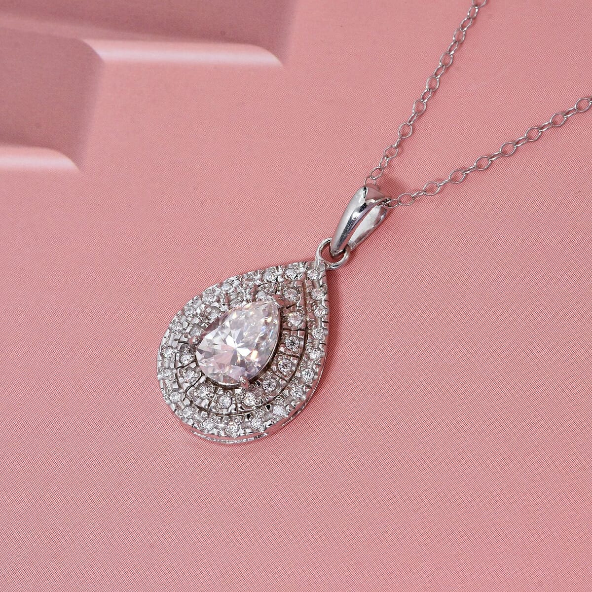 D'Joy Moissanite 2.60 ctw Eternal Glow Pendant Necklace 20 Inches in Rhodium Over Sterling Silver image number 1