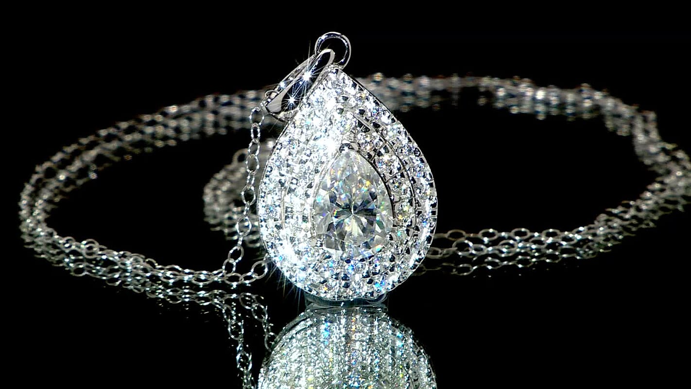 D'Joy Moissanite 2.60 ctw Eternal Glow Pendant Necklace 20 Inches in Rhodium Over Sterling Silver