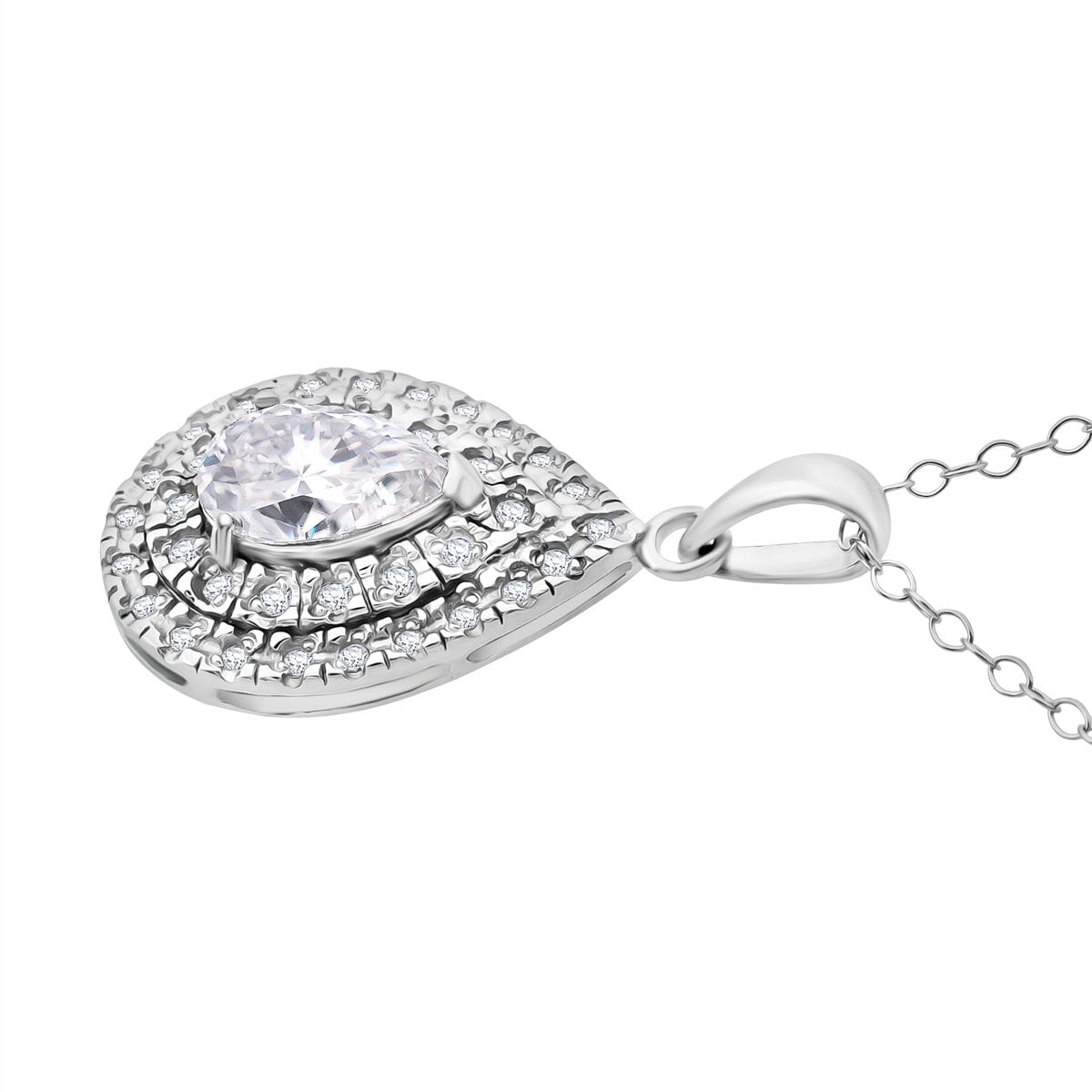 D'Joy Moissanite 2.60 ctw Eternal Glow Pendant Necklace 20 Inches in Rhodium Over Sterling Silver image number 3