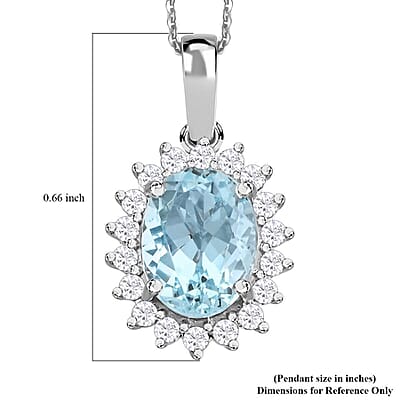 Certified & Appraised Iliana AAA Santa Maria Aquamarine and SI Diamond 1.40 ctw Pendant Necklace in 18K White Gold 18 Inches