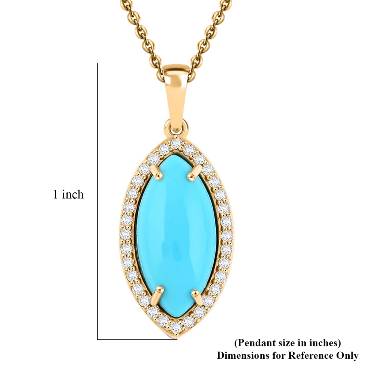Certified & Appraised Luxoro AAA Sleeping Beauty Turquoise and G-H I2 Diamond 3.55 ctw Pendant Necklace in 10K Yellow Gold 18 Inches image number 4