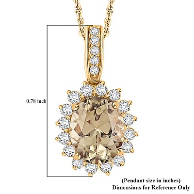 Certified & Appraised Luxoro AAA Turkizite and G-H I2 Diamond 2.45 ctw Pendant Necklace in 10K Yellow Gold 20 Inches
