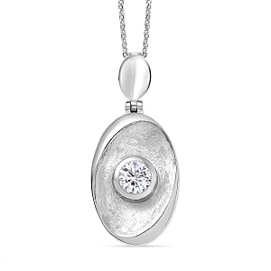 D'Joy Moissanite 0.50 ctw Pendant Necklace in Rhodium Over Sterling Silver 20 Inches 