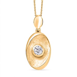 D'Joy Moissanite 0.50 ctw Pendant Necklace in 18K Vermeil Yellow Gold Over Sterling Silver 20 Inches 