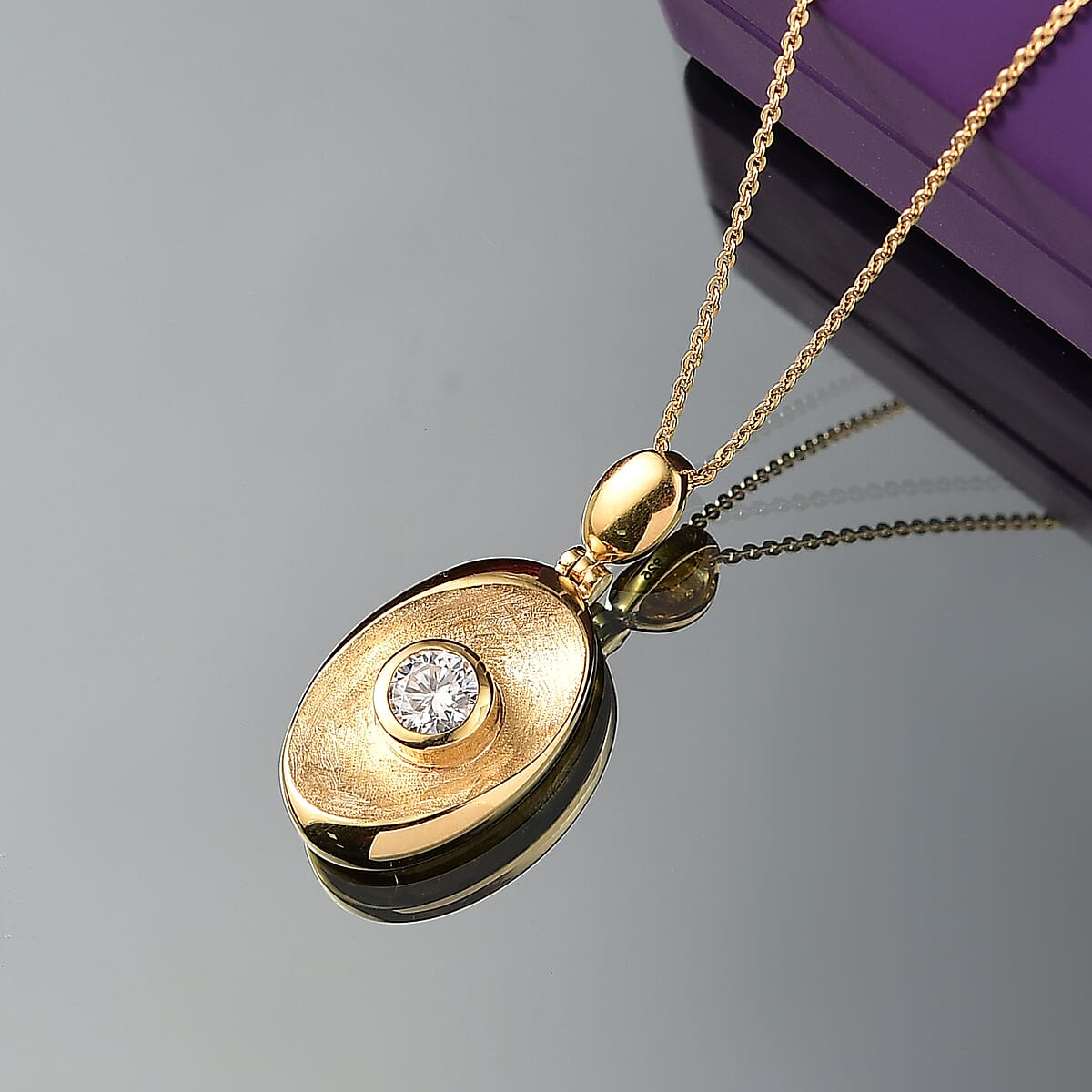 D'Joy Moissanite 0.50 ctw Pendant Necklace in 18K Vermeil Yellow Gold Over Sterling Silver 20 Inches  image number 1