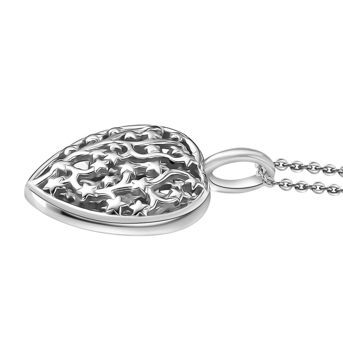D'Joy Heart Pendant Necklace 20 Inches in Platinum Over Sterling Silver 3.42 Grams image number 3