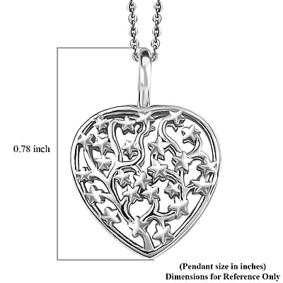 D'Joy Heart Pendant Necklace 20 Inches in Platinum Over Sterling Silver 3.42 Grams