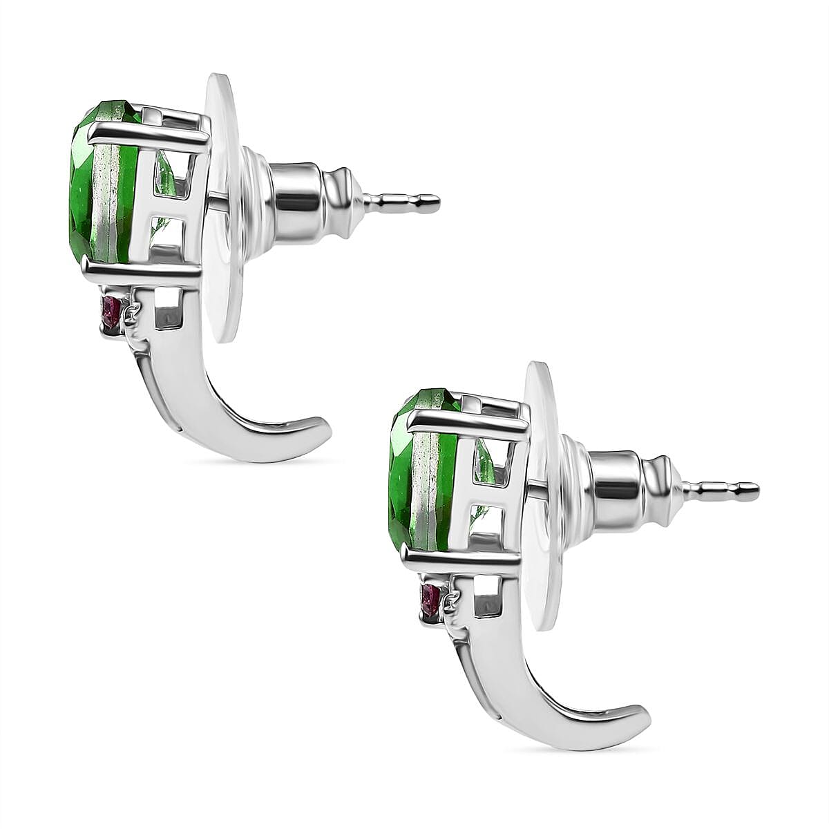 EverTrue Chartreuse Quartz (Triplet) and Orissa Rhodolite Garnet 9.20 ctw Infinity Earrings, Ring (Size 10.0) and Pendant Necklace 20 Inches in Stainless Steel image number 7