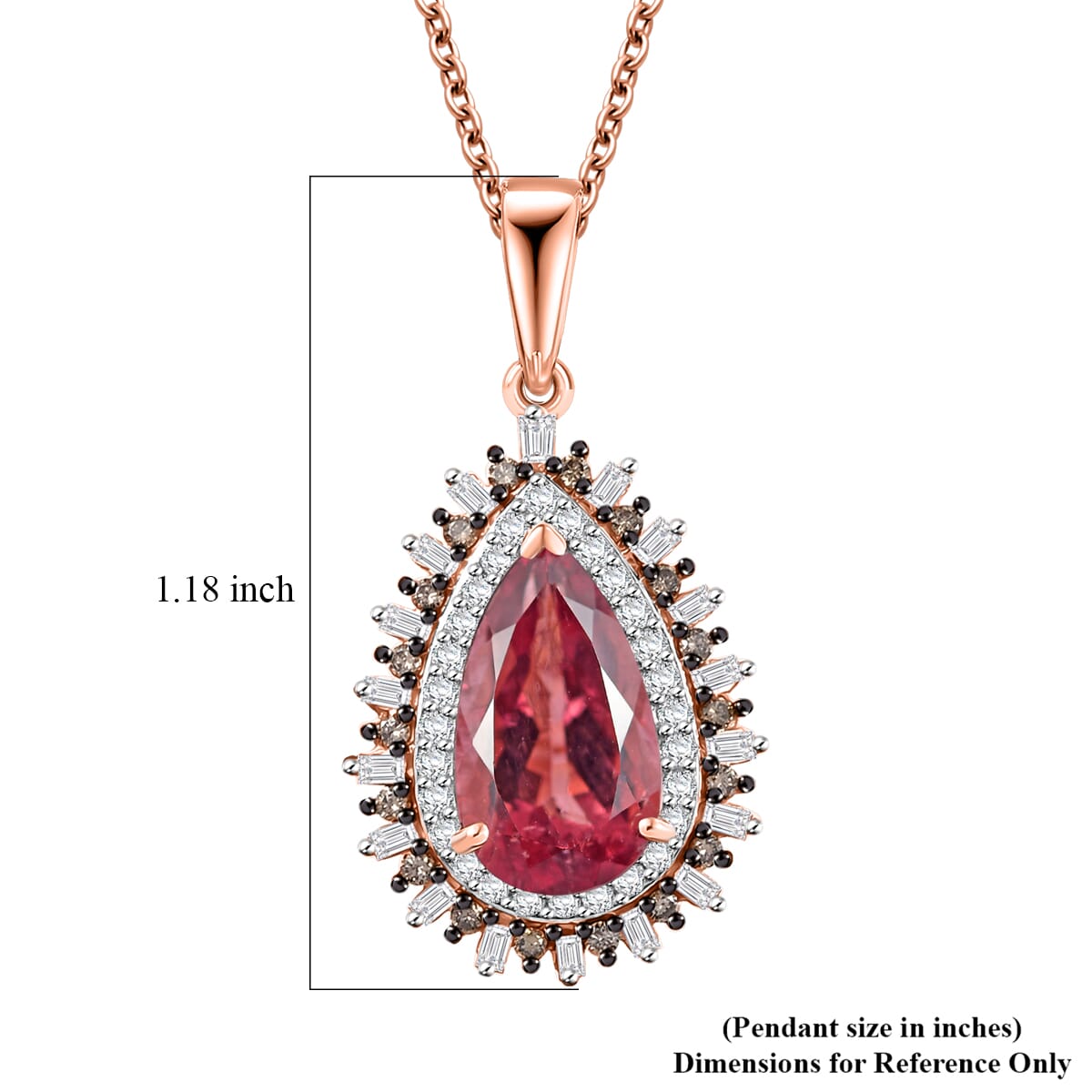 Luxoro Champagne Apatite, Natural Champagne and White Diamond 2.60 ctw Fire Crackers Pendant Necklace in 10K Rose Gold 20 Inches image number 5