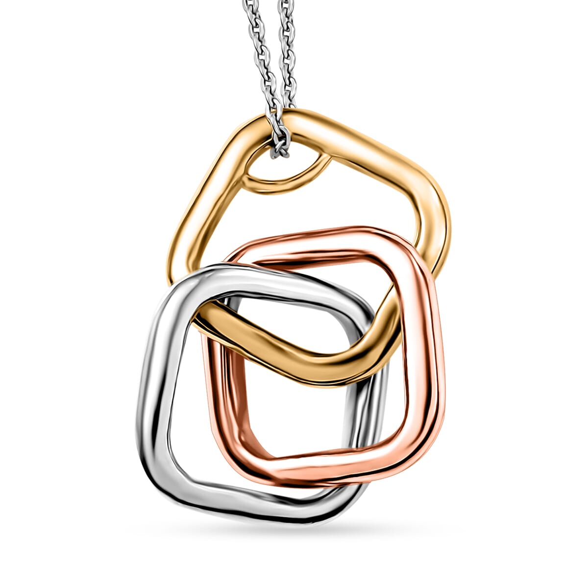 D'Joy Interlocking Pendant Necklace (20 Inches) in 18K Vermeil YG, RG and Rhodium Over Sterling Silver 6.60 Grams image number 0