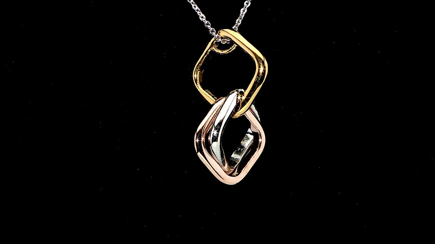 D'Joy Interlocking Pendant Necklace (20 Inches) in 18K Vermeil YG, RG and Rhodium Over Sterling Silver 6.60 Grams