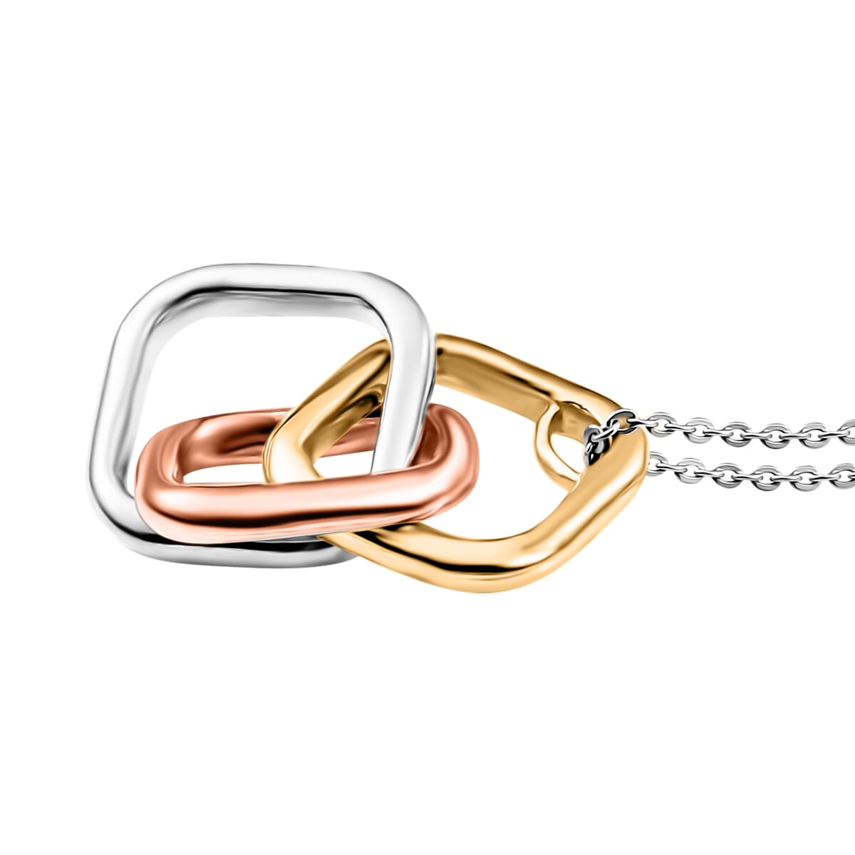 D'Joy Interlocking Pendant Necklace (20 Inches) in 18K Vermeil YG, RG and Rhodium Over Sterling Silver 6.60 Grams image number 3