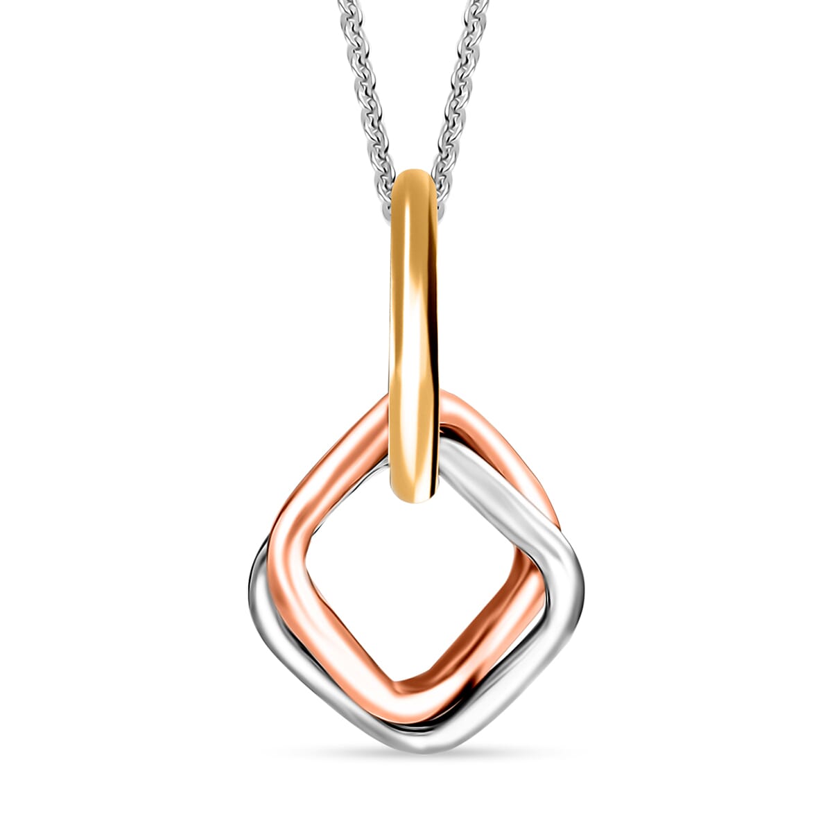 D'Joy Interlocking Pendant Necklace (20 Inches) in 18K Vermeil YG, RG and Rhodium Over Sterling Silver 6.60 Grams image number 4