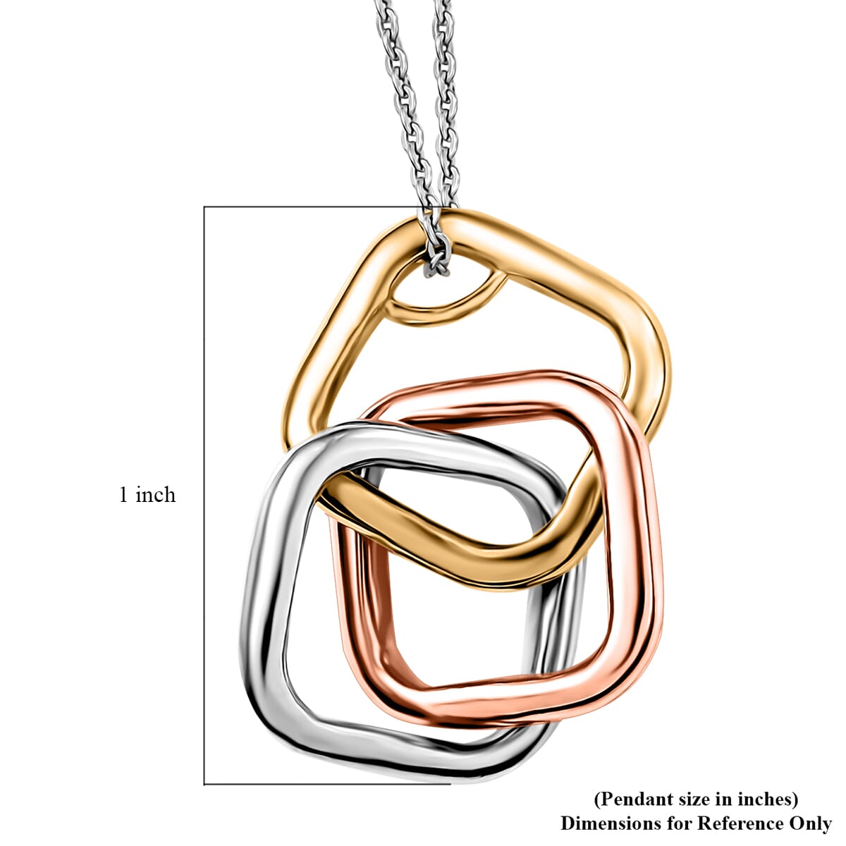 D'Joy Interlocking Pendant Necklace (20 Inches) in 18K Vermeil YG, RG and Rhodium Over Sterling Silver 6.60 Grams image number 6