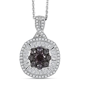 D'Joy Madagascar Color Change Garnet and Moissanite 1.50 ctw Regal Halo Pendant Necklace 20 inches in Rhodium Over Sterling Silver