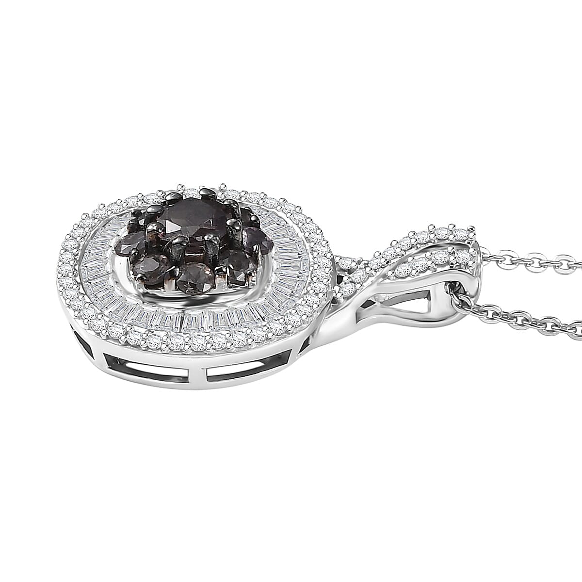 D'Joy Madagascar Color Change Garnet and Moissanite 1.50 ctw Regal Halo Pendant Necklace 20 inches in Rhodium Over Sterling Silver image number 3