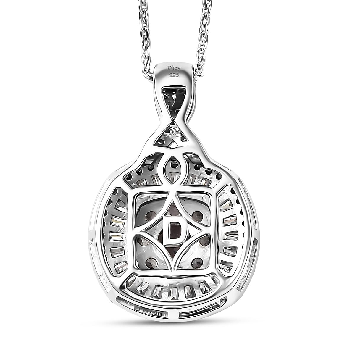D'Joy Madagascar Color Change Garnet and Moissanite 1.50 ctw Regal Halo Pendant Necklace 20 inches in Rhodium Over Sterling Silver image number 4