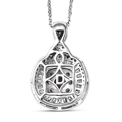 D'Joy Madagascar Color Change Garnet and Moissanite 1.50 ctw Regal Halo Pendant Necklace 20 inches in Rhodium Over Sterling Silver