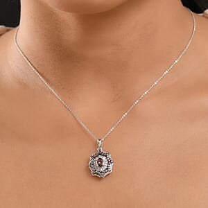 D'Joy Madagascar Color Change Garnet and White Zircon 2.10 ctw Celestial Radiance Pendant Necklace 20 Inches in Rhodium Over Sterling Silver