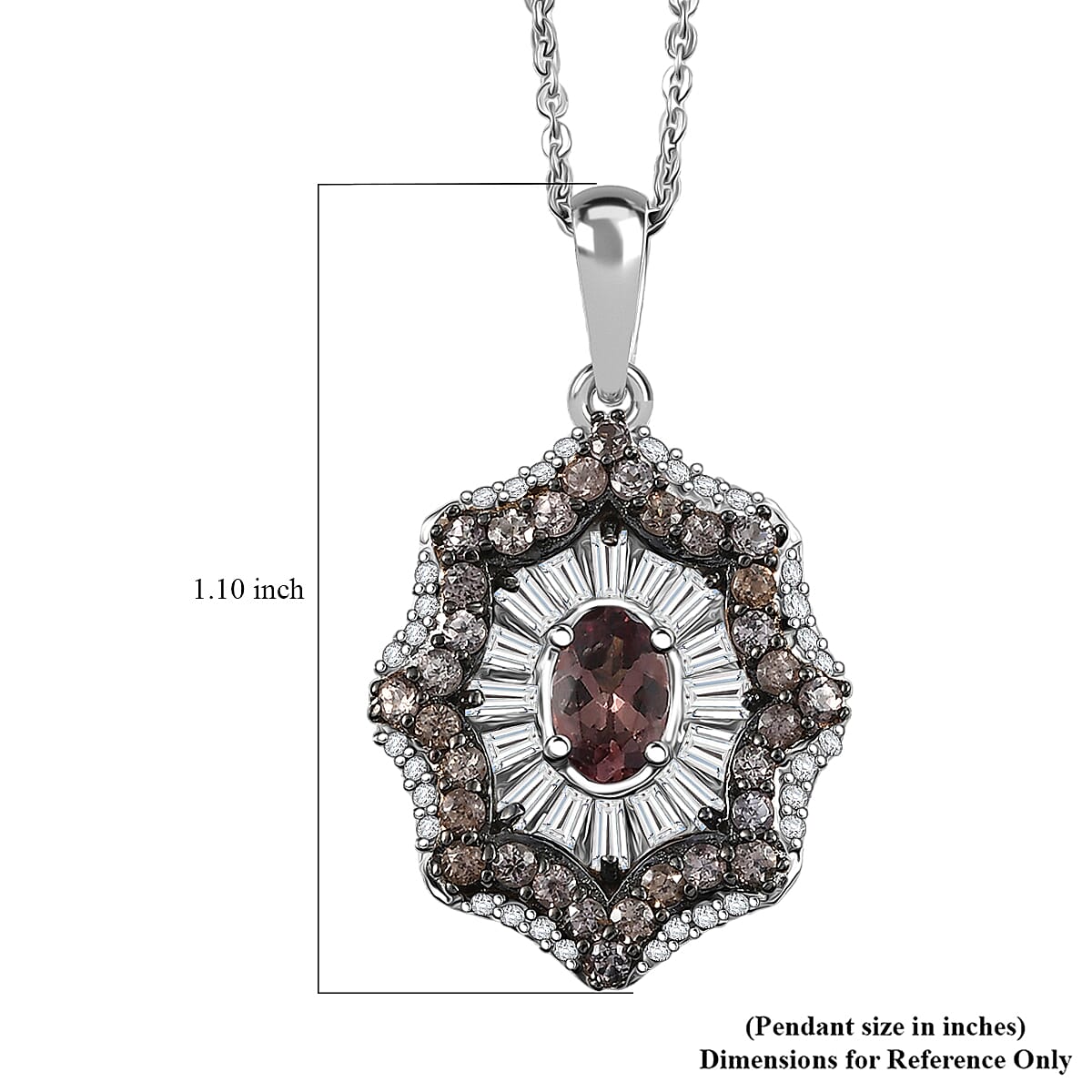 D'Joy Madagascar Color Change Garnet and White Zircon 2.10 ctw Celestial Radiance Pendant Necklace 20 Inches in Rhodium Over Sterling Silver image number 6