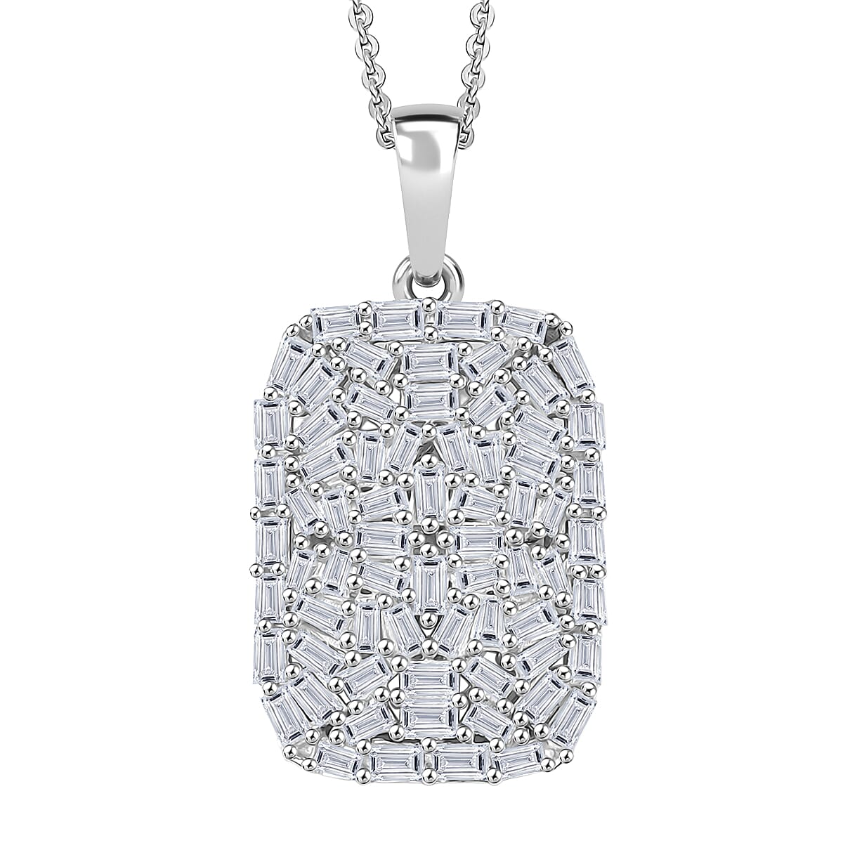 Luxuriant Lab Gronw Diamond G-H SI 1.00 ctw Pendant Necklace in Rhodium Over Sterling Silver 20 Inches image number 0
