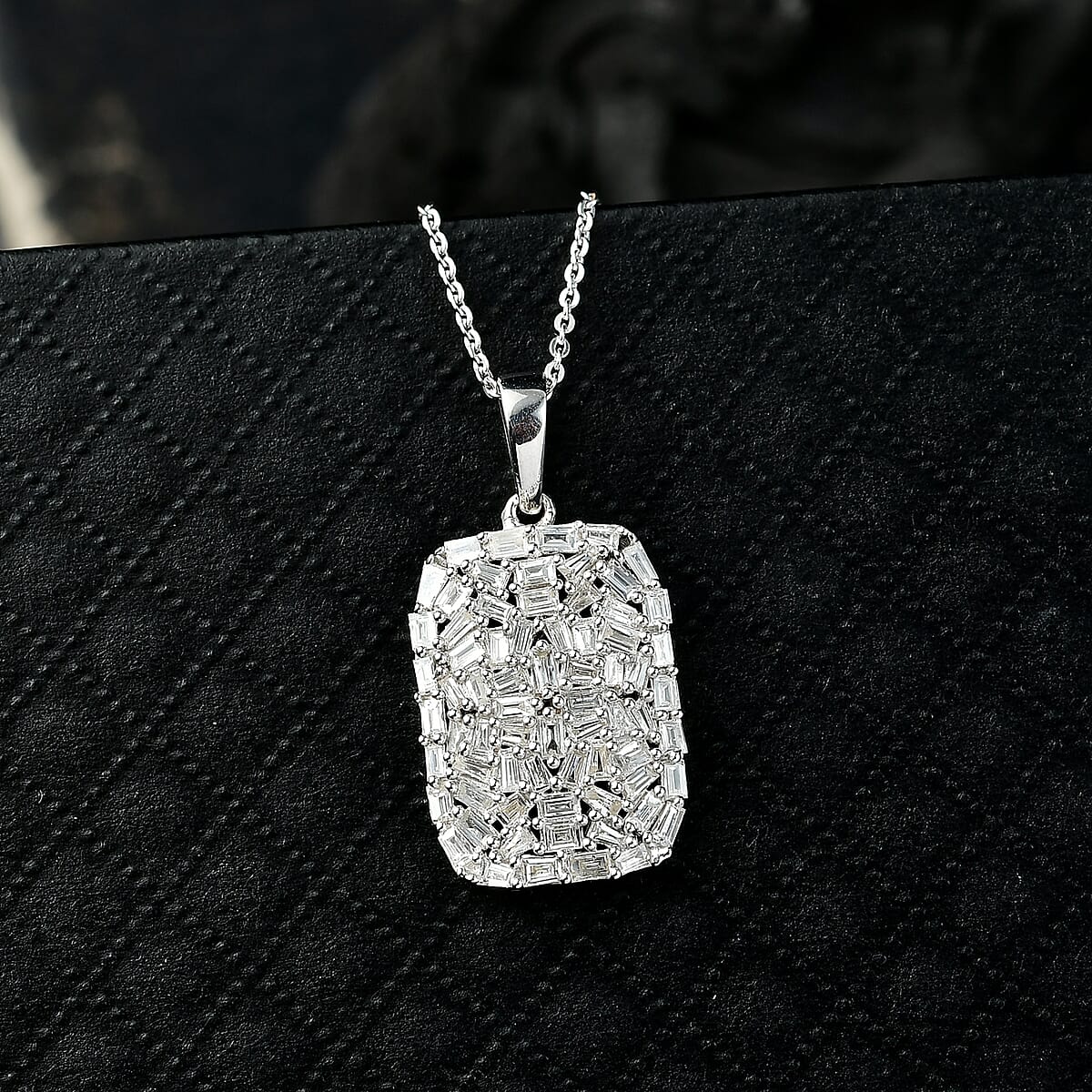 Luxuriant Lab Gronw Diamond G-H SI 1.00 ctw Pendant Necklace in Rhodium Over Sterling Silver 20 Inches image number 1