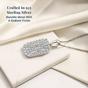 Luxuriant Lab Grown Diamond G-H SI 1.00 ctw Firecracker Pendant Necklace in Rhodium Over Sterling Silver 20 Inches (Del. in 12-15 Days)