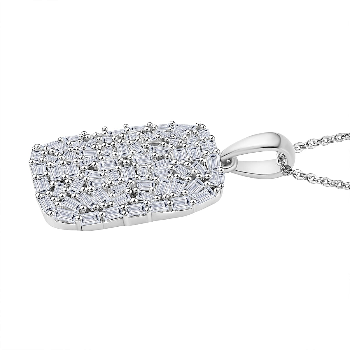 Luxuriant Lab Gronw Diamond G-H SI 1.00 ctw Pendant Necklace in Rhodium Over Sterling Silver 20 Inches image number 3