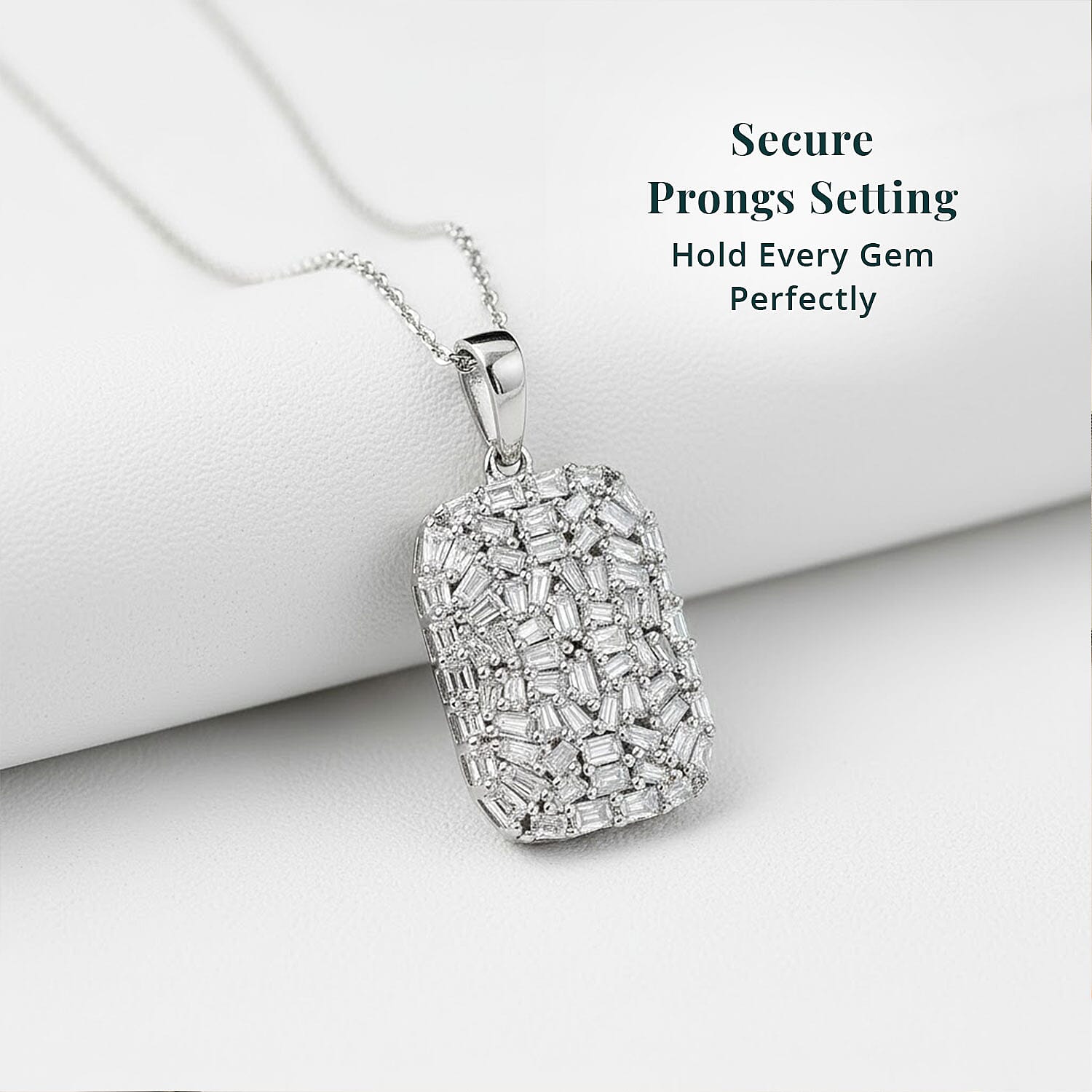 Luxuriant Lab Grown Diamond G-H SI 1.00 ctw Firecracker Pendant Necklace in Rhodium Over Sterling Silver 20 Inches