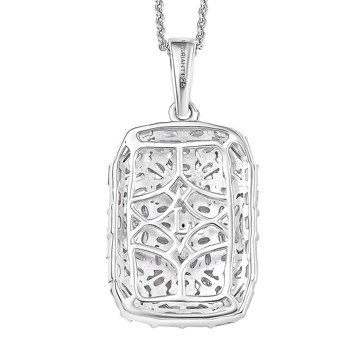 Luxuriant Lab Gronw Diamond G-H SI 1.00 ctw Pendant Necklace in Rhodium Over Sterling Silver 20 Inches image number 4