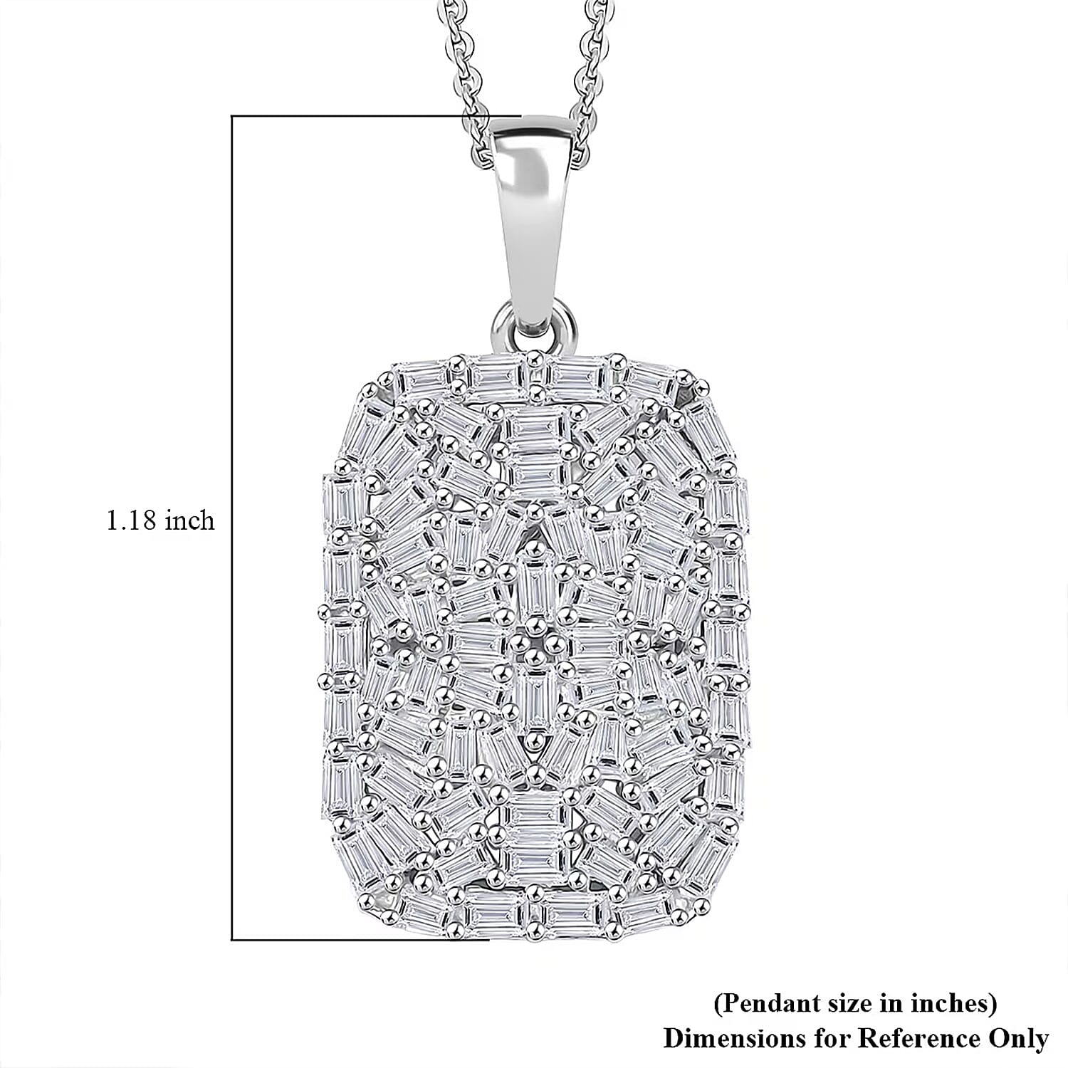 Luxuriant Lab Grown Diamond G-H SI 1.00 ctw Firecracker Pendant Necklace in Rhodium Over Sterling Silver 20 Inches
