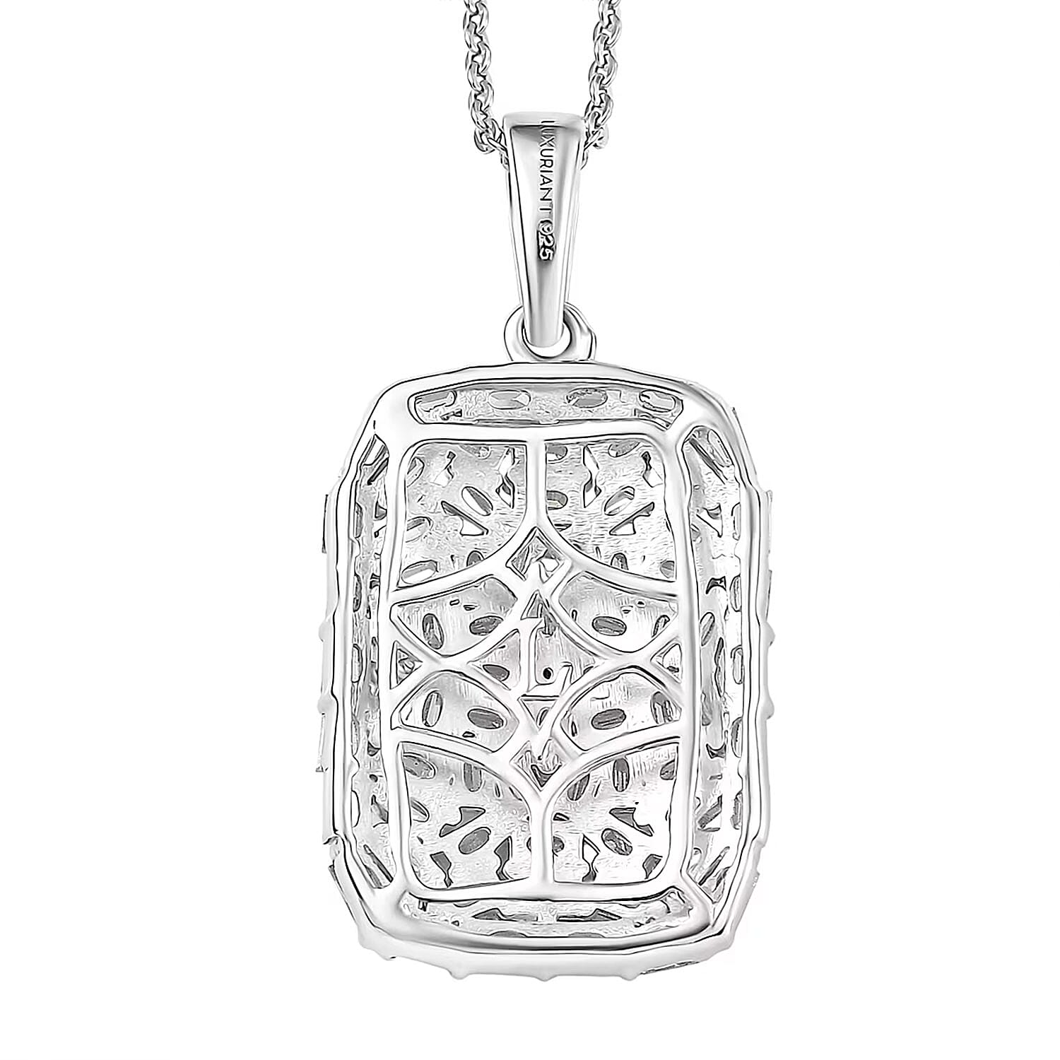 Luxuriant Lab Grown Diamond G-H SI 1.00 ctw Firecracker Pendant Necklace in Rhodium Over Sterling Silver 20 Inches