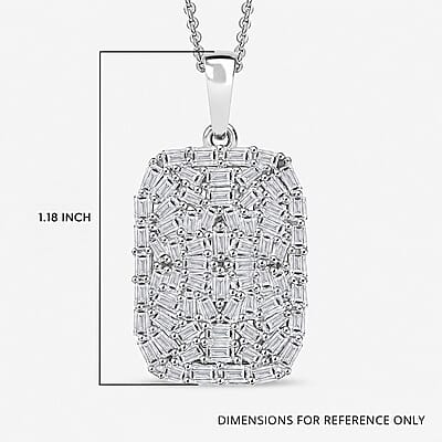 Luxuriant Lab Grown Diamond G-H SI 1.00 ctw Firecracker Pendant Necklace in Rhodium Over Sterling Silver 20 Inches
