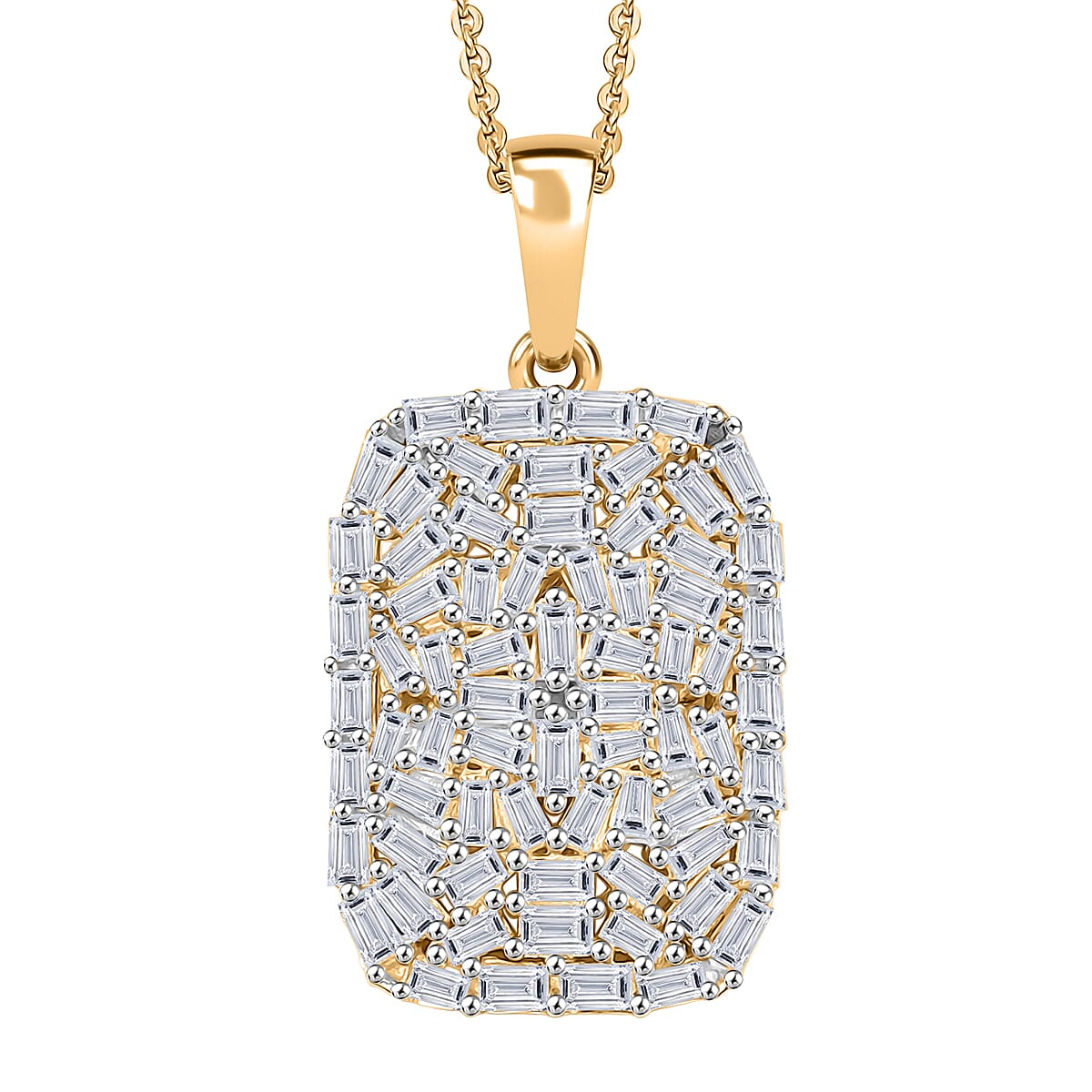 Luxuriant Lab Gronw Diamond G-H SI 1.00 ctw Pendant Necklace in 18K Vermeil Yellow Gold Over Sterling Silver 20 Inches image number 0