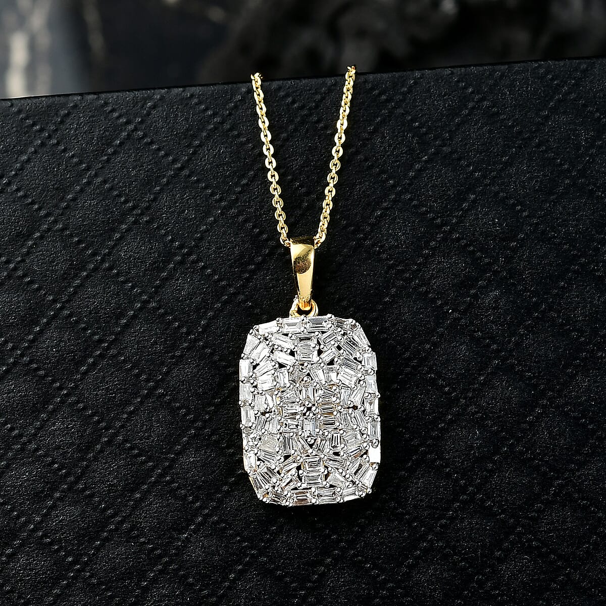 Luxuriant Lab Gronw Diamond G-H SI 1.00 ctw Pendant Necklace in 18K Vermeil Yellow Gold Over Sterling Silver 20 Inches image number 1